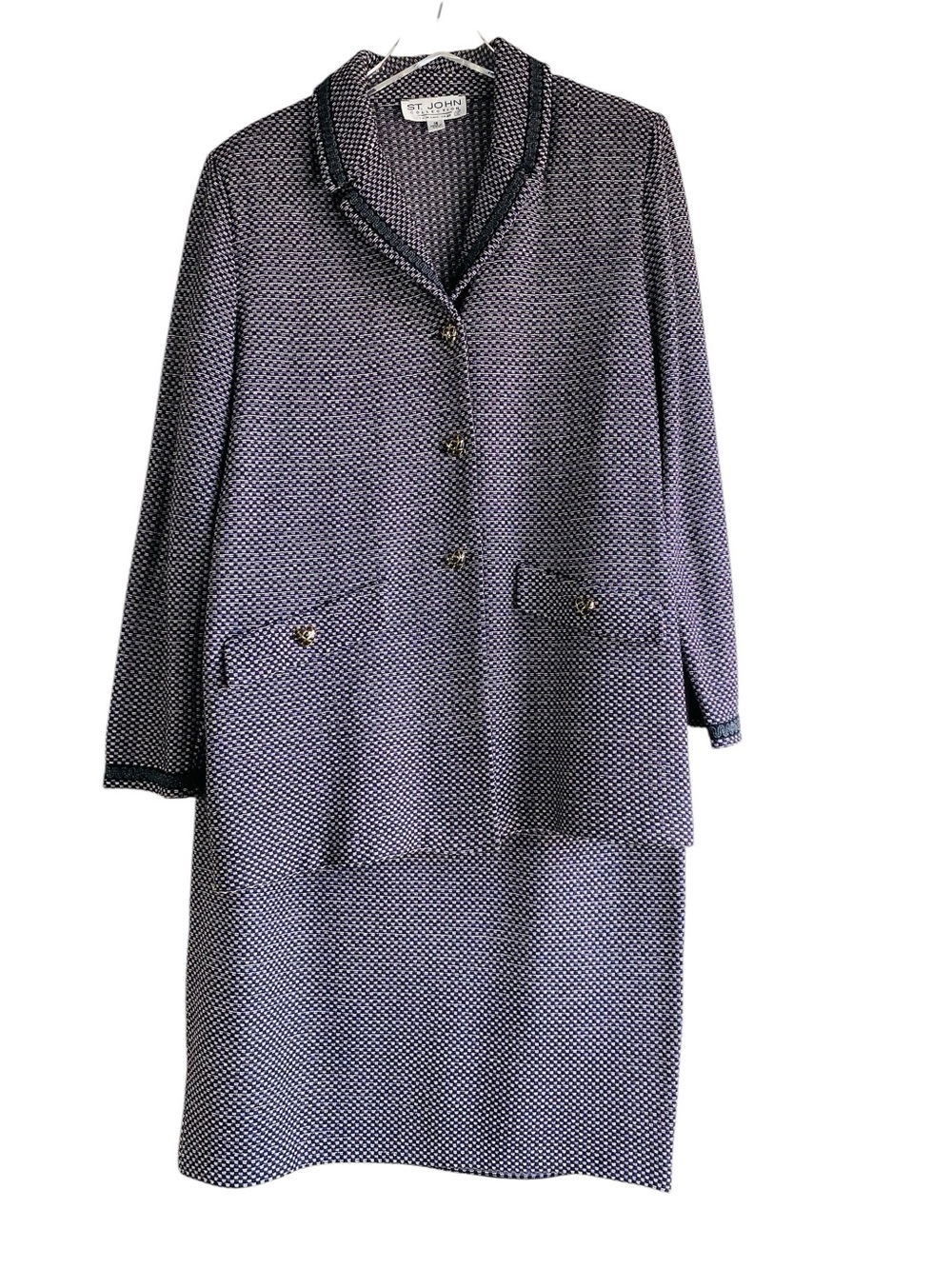 St John Collection Wool Tweed Pattern Skirt Suit Size 14/16
